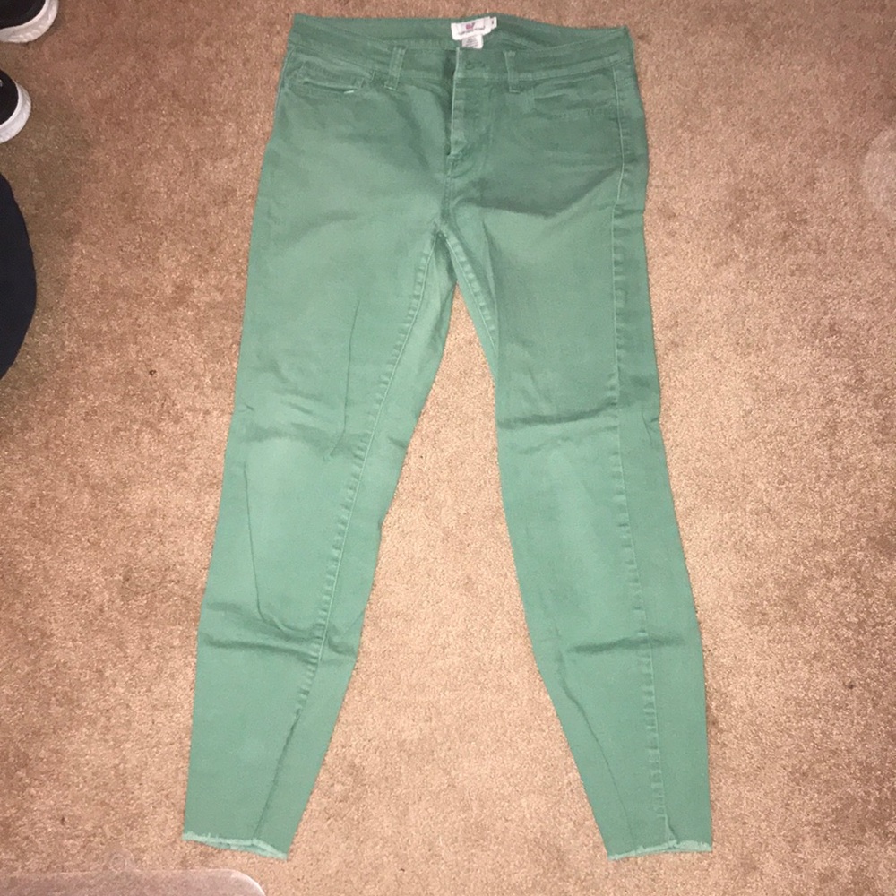 Vineyard vines green raw edge denim jeans